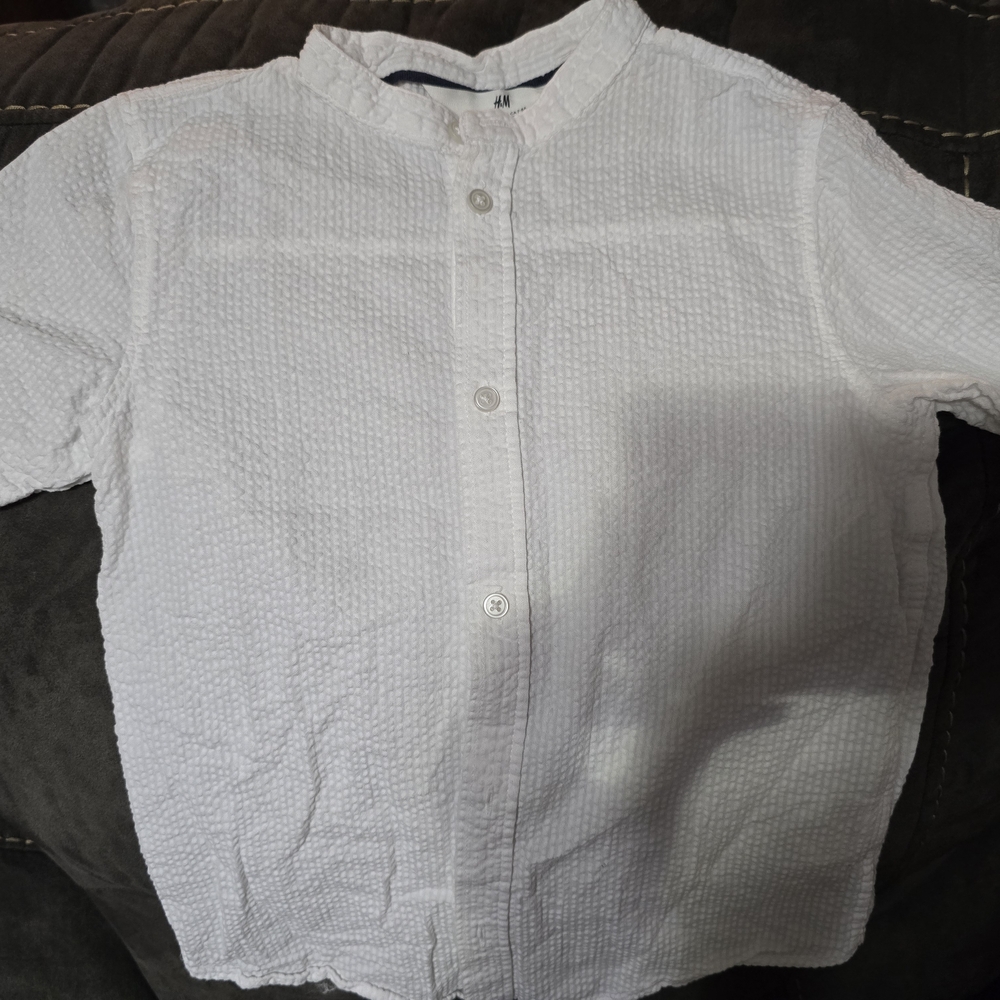 White Textured Button-Up Shirt